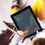 Urban school girl with ipad tablet
