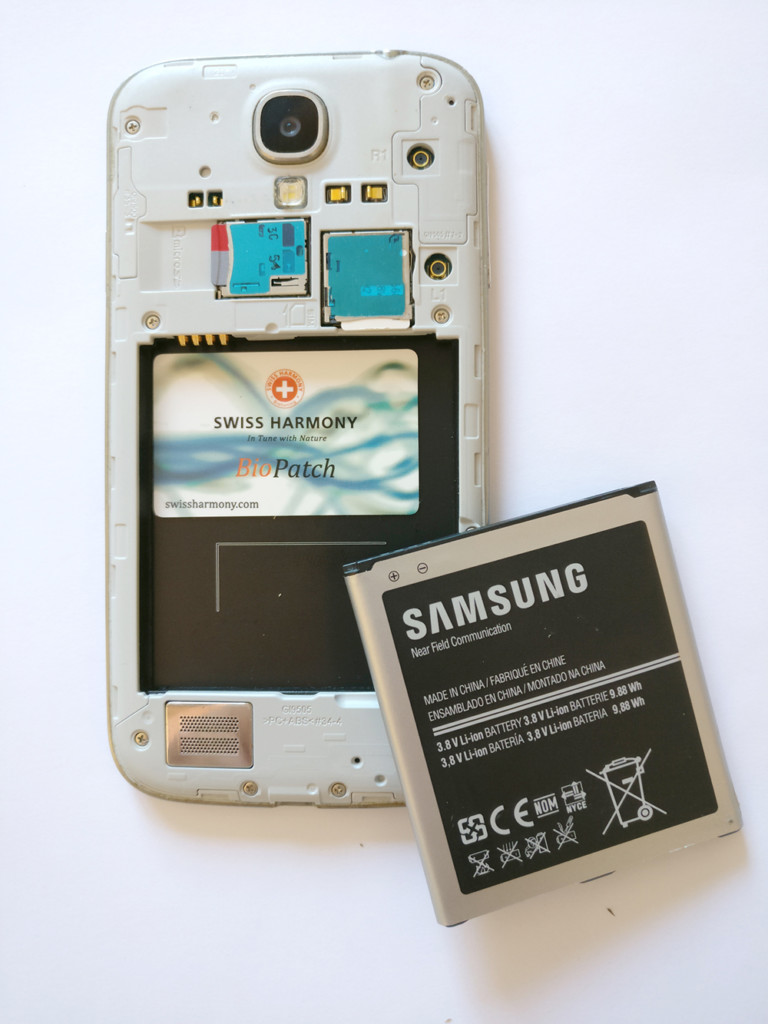 The BioPatch in position under the battery.